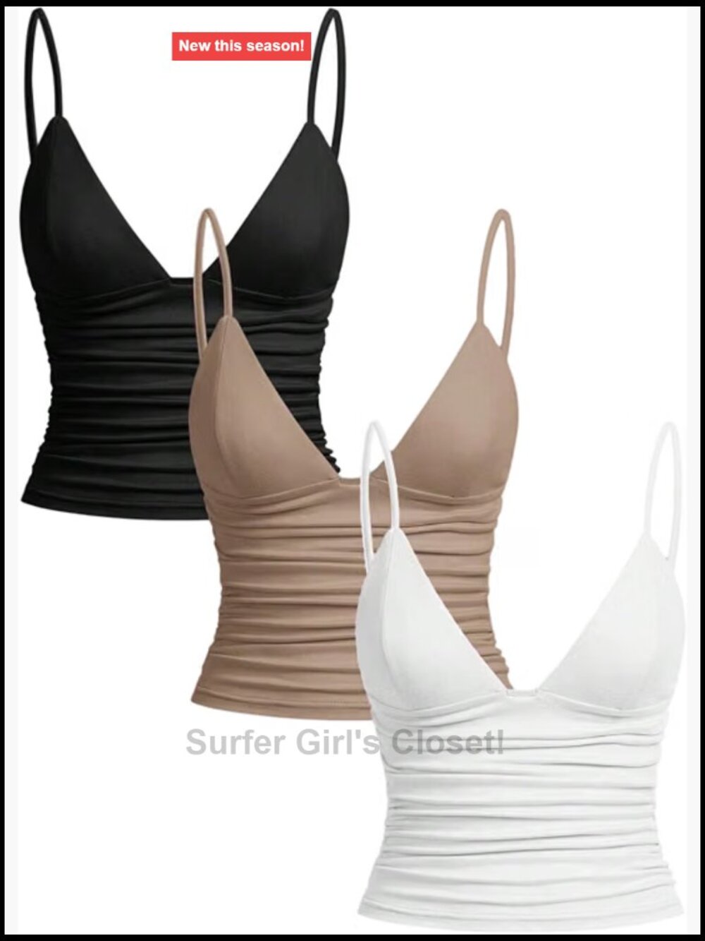 3 Pack Women's Spaghetti Strap Crop Camisole Tops V-Neck Sleeveless Summer